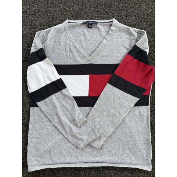 Tommy Hilfiger Sweaters - Tommy Hilfiger Women's Pink V-Neck Sweater Pullover Size XL